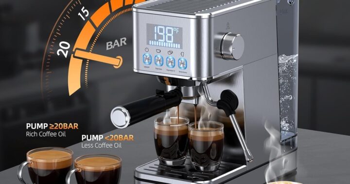 Espresso Machine, 20Bar Compact Stainless Espresso Maker